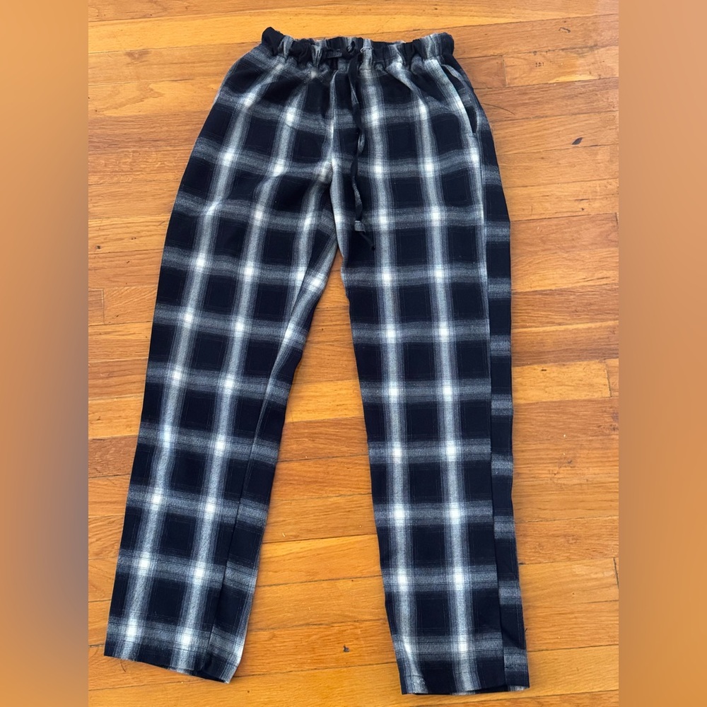 Men's Black and White Plaid Pants